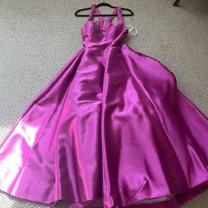 B. Darlin magenta ball gown prom dress